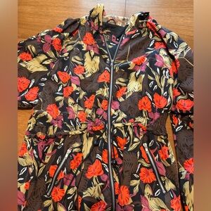 Cuccini Turbo‎ Jacket Womens Large Floral Multicolor Full Zip Hooded Windbreaker